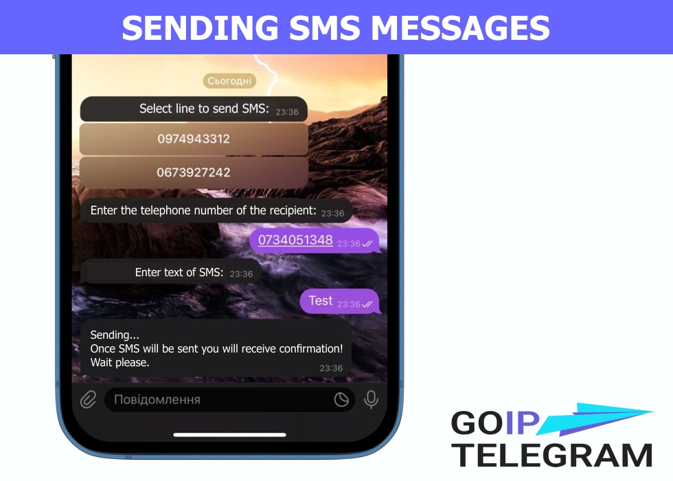 Example of SMS message sending